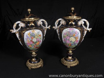 Porcelaine de Sèvres Floral Vases Poterie français Urnes Vase