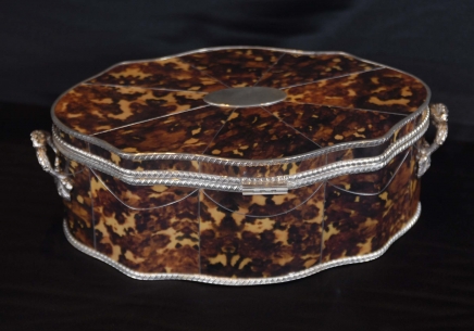 Silverplate et écaille de tortue serpentine Coffret à bijoux Coffret