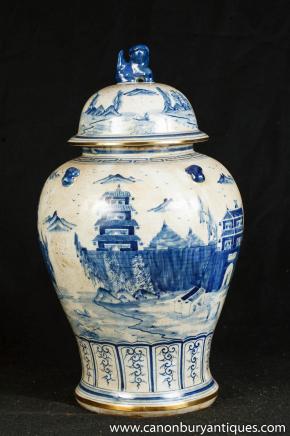 Simple Nankin Poterie pot de gingembre bleu blanc chinois Vase en porcelaine