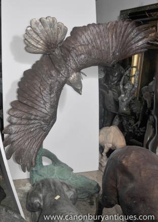 XL Great American Bald Eagle Statue en bronze Oiseau de proie Bronzes architecturaux