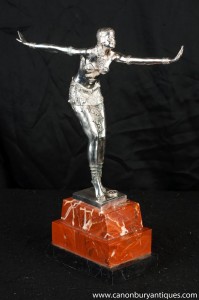 Art Déco Argent Bronze Charleston Dancer Figurine par Chiparus