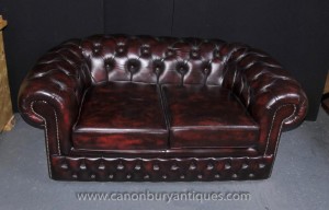 Cuir Vintage anglais Chesterfield Canapé profonde Bouton Couch