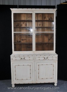 Peinte English Kitchen Dresser Bibliothèque vitré Cabinet