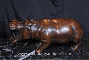 Sculpté à la main africaine Hippo Statue Hippopotamus Art Tribal