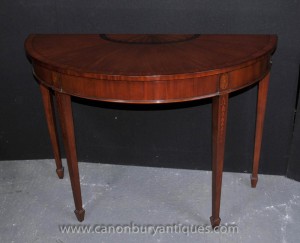 Style anglais Sheraton Table Demi Lune Console