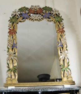 Art Nouveau français Pier Mirror Tropical Floral Miroirs Frame