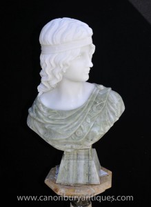 Buste en marbre italien déesse grecque Athéna pierre sculptée Statue