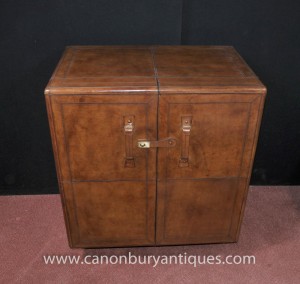 Campagne meubles anglais cuir boissons Cabinet Cocktail Chest