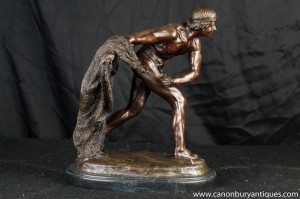 Français Bronze Gladiateur Statue Distribution des rôles Tony Roman Noel