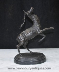 Français Bronze Saut Stag Deer, Signé Boorman