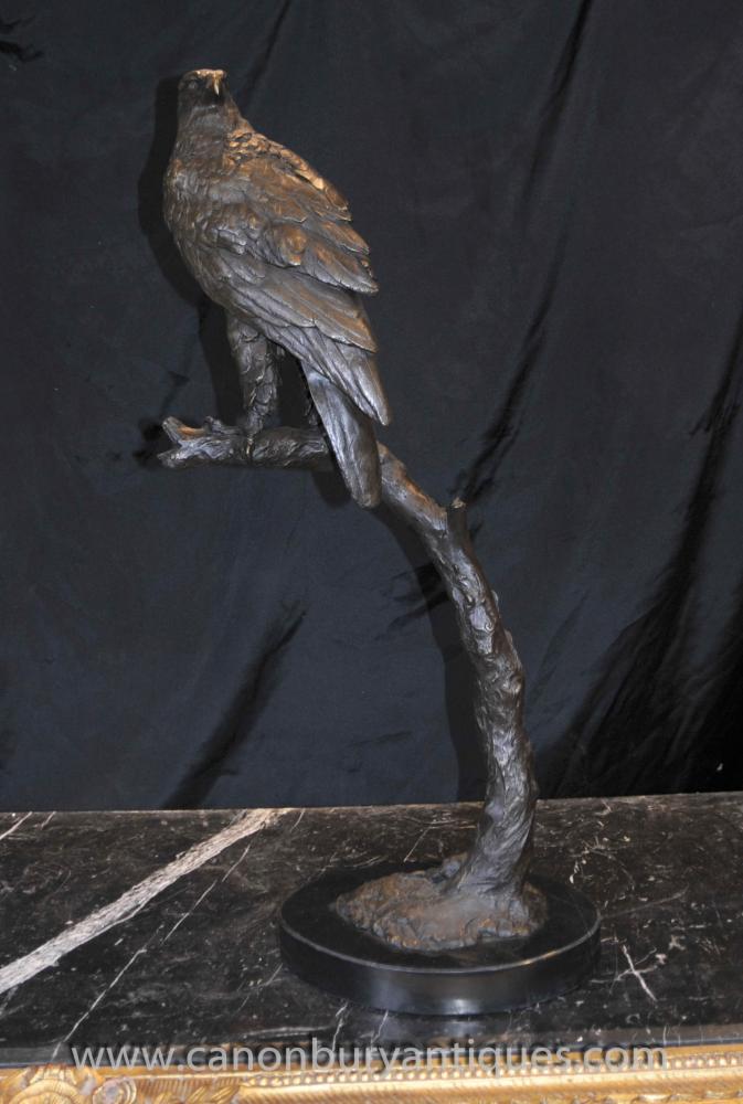 Grand Bronze Golden Eagle Statue Perch proie Oiseau Sculpture