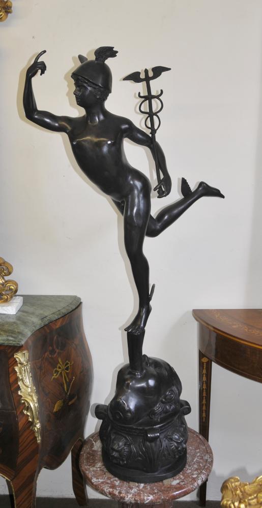 Grand italienne Bronze Hermes Mercury Statue classique Mythe Figurine