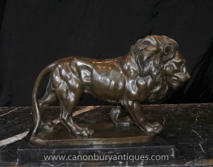 Italien Lion de Bronze Statue Signée Giainbologna Animaux Chats Bronzes