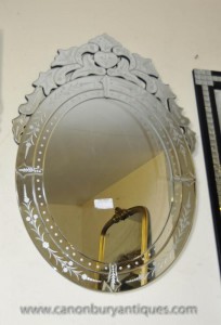 Italienne verre vénitien Miroir miroirs gravés