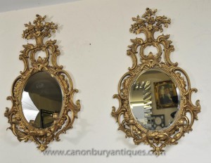 Paire rococo français Girandole Miroirs miroir Candélabres Louis XVI