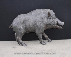 Sculpture Lifesize Bronze Hog Celtic Sanglier Pig Statue