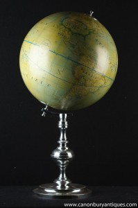 Silver Plate français Globe Terrestre Carte du monde