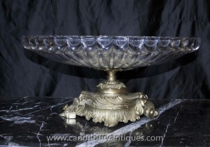 Empire français Crystal Glass Bowl sur le Stand Soupière Dish