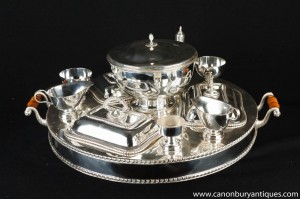 Victorienne Sheffield Silver Plate Lazy Susan Dumb Waiter Dîner service