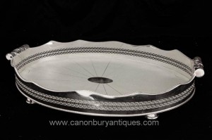 Victorienne Silver Plate Butlers Tray Galuchat Platter Silverplate