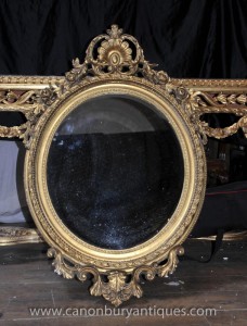 Victorienne rococo doré Ovale Pier verre miroir Miroirs