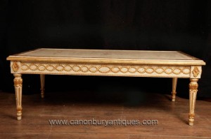 Antique Empire français Painted Table basse Gilt