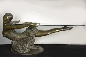 Bronze Ballet Fille Coffee Table Glass Top Statue ballerine