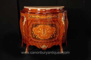 Empire français Bombe Cabinet Chest Commode Marqueterie Inlay