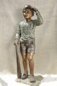 Lifesize Bronze Baseball Boy Statue casting Major League Figure