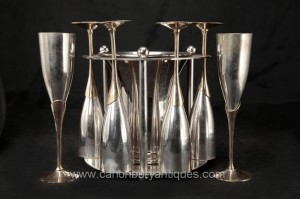 Sheffield Argent Plate verre de champagne seau à glace Set Flûtes Boissons