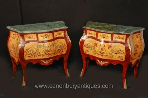 Pair italienne Rococo Bombe Commodes Chest Tiroirs