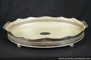 Victorienne Silver Plate Butlers Tray Galuchat Plat de service