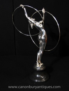 Art déco français Argent Bronze Hoop Dancer Statue Leverrier