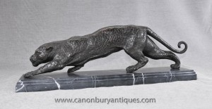 Français Castings Bronze Art Déco Puma Panther Statue de chat