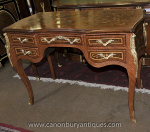 Français Empire bureau Table Bureau Plat avec Marqueterie Inlay