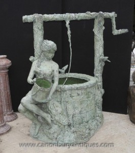 Grand Feature Sculpture Bronze Eh bien Maiden Jardin Fontaine