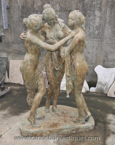 Lifesize Trois Grâces Bronze Statue Femme nue grecque Figurine