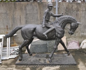 Lifesize français Bronze Horse and Jockey Statue par Bonheur