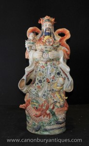 Porcelaine chinoise Sage Figurine main Statue de poterie peinte