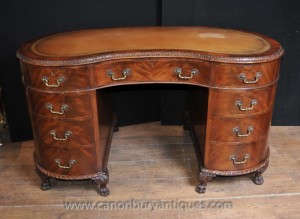 Regency rein Antique bureau Table meubles en acajou