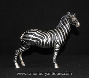 Art déco français Argent Bronze Zebra Statue