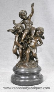Français Bronze Trio Chérubins Statue classique Chérubins Putti