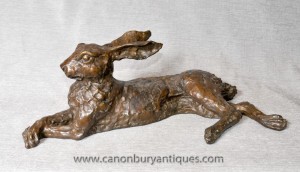 Anglais Bronze Hare Statue casting Lapins Animaux