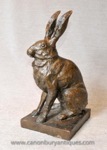 Anglais Bronze Lapin Lapin Lapins Statue Hare Campagne Castings