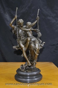Classica italiens Bronze Lovers sur la balançoire Signé Cegazo