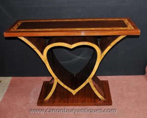 Console Coeur Art Déco de table mobilier vintage des années 1920