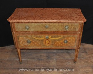 Français Napoléon III Antique Commode Commode tiroirs Marqueterie Inlay