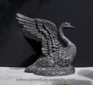 Grand Bronze Swan Statue Anglais Royal Garden oiseaux Cygnes