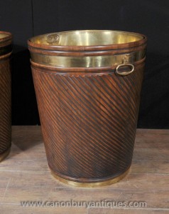 Géant victorienne Peat Bucket pot planteur Mahogany Brass