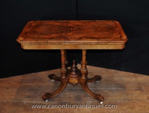 Jeux de cartes victoriennes Antique Table Noyer Side End tables de salon